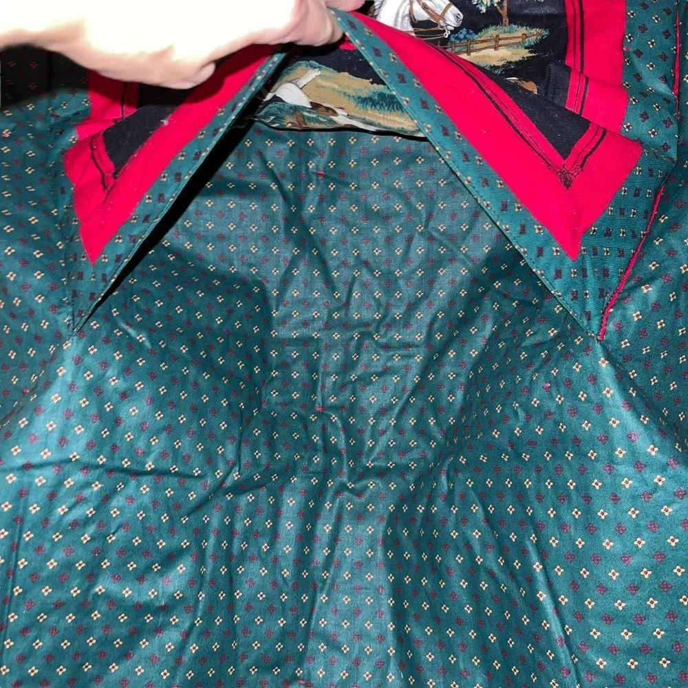 Handmade Vintage 70's Equestrian Horse Rider Beagle Hunting Pocket Quilt 70 X 43